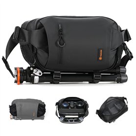 TARION Sac Photo Bandoulière Léger - Extensible Sac à Épaule Imperméable 5L avec Poche Trépied - Rangement Caméra Tablette Rando