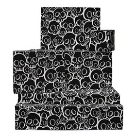 Papier cadeau noir - Papier cadeau tête de mort - 6 feuilles de papier cadeau - Punk Rock Gothique - Pour homme femme - Annivers