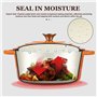 Overmont Cocotte en Fonte Émaillée - Ø24 cm Casserole Antiadhésive Avec Couvercle et Maniques en Coton - Batterie de Cuisine Rob