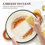 Overmont Cocotte en Fonte Émaillée - Ø24 cm Casserole Antiadhésive Avec Couvercle et Maniques en Coton - Batterie de Cuisine Rob