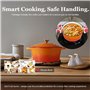 Overmont Cocotte en Fonte Émaillée - Ø24 cm Casserole Antiadhésive Avec Couvercle et Maniques en Coton - Batterie de Cuisine Rob