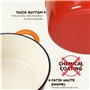 Overmont Cocotte en Fonte Émaillée - Ø24 cm Casserole Antiadhésive Avec Couvercle et Maniques en Coton - Batterie de Cuisine Rob