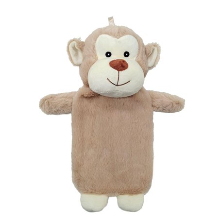 Bouillotte en peluche 3D singe mignon avec une bouteille intérieure de 750 ml – Idéal pour les maux et les douleurs