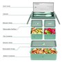 Volumoon Boîte à lunch de 1400 ml avec 3 compartiments, Bento Lunch Box, Boîte à bento à 2 couches avec fourchette,cuillère, Boî