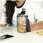 BELLE VOUS Gourde Cafe en Plastique Nervuré Noir Givré avec Couvercle - Tasse de Voyage 480 ml - Mug Voiture Réutilisable pour C