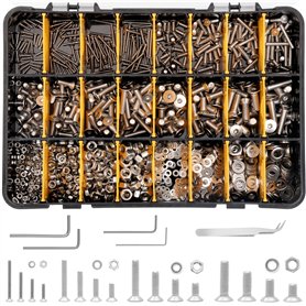Belle Vous Kit 1120 Pièces Vis à Tête Fraisée avec Douille Hexagonale - Assortiment Vis à Tête Plate en Acier Inoxydable Vis M2