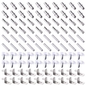 100 Pièces Chevilles de support d'étagère Taquet etagere goupille broches en Métal Nickelé L Forme Support Équerre 5 modèles Pou