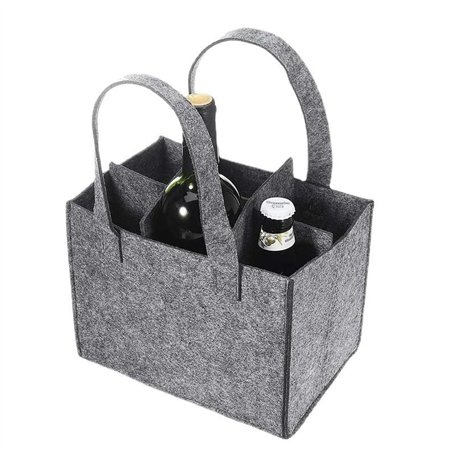 YUNYU Panier à bouteilles pour 6 bouteilles – Porte-bouteilles en feutre de qualité supérieure (24 x 16 x 16 cm)