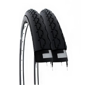 2 COUVERTURES 24 X 1 3/8 (37-540) Paire de pneus Noirs pour Voiture handicapée CARROSSELLE City Bike 24"