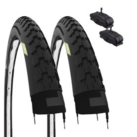 2 pneus 26 x 1 1/2 (40 – 584) + Chambres Valve Schrader pneus Caoutchouc pour vélo vélos