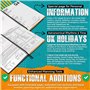 G4GADGET Agenda 2026 format A5, un jour par page, noir, planificateur quotidien compact avec jours fériés britanniques et inform