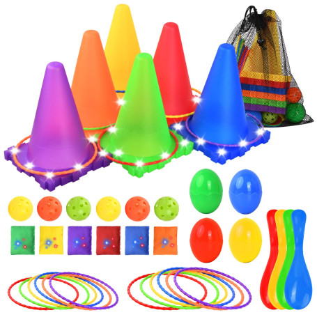 Mapille 35 Pièces Ensemble de Jeu de Lancer d'Anneau pour Enfants