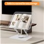 Support de Livre pour la Lecture, Repose Livre avec Base Pivotante à 360° et Clips, 4,4-39 cm Réglable Pupitre de Lecture en Acr