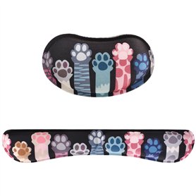 Set Repose-Poignet et Tapis de Souris Patte de Chat – Coussin Ergonomique en Mousse Mémoire avec Base Anti-Dérapante