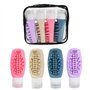 QINGZY Lot de 4 Flacons Voyage Silicone 90ml Rechargeables | Bouteilles Étanches à Remplir | Pour Shampoing