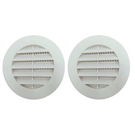 TEKLiNe 2 Grilles Ventilation Aération Plastique 70mm Encastré Rond Protection Insectes Système Air Maison Couleur Blanc