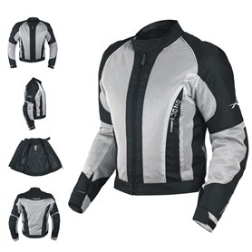 Eté Blouson Textile Touring Sport Moto Scooter Mesh Doublure Impermeable Gris M