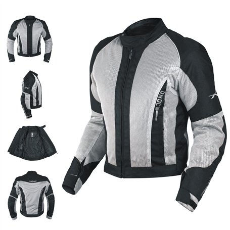 Eté Blouson Textile Touring Sport Moto Scooter Mesh Doublure Impermeable Gris M
