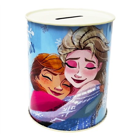 Disney Tirelire Frozen Anna et Elsa en métal Étain non ouvert 11 x 8 cm