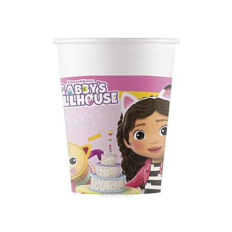 PROCOS Lot de 8 gobelets en papier pour fête sur le thème de la maison de poupée Gabby