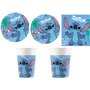 Procos Stitch Lot de 52 serviettes en papier 2 plis 2 plis 16 assiettes 23 cm 16 tasses 200 ml