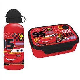 Disney Cars Kids Boîte à déjeuner pour enfants – Boîte à sandwich Cars 'Champ 95' et bouteille d'eau en aluminium 500 ml – Ensem