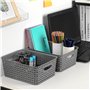 Winter Shore Panier Rangement Plastique Gris (Lot de 6) - Paniers pour Étagères avec Poignées - Bac Rangement Salle de Bain, Cui