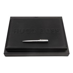 Hugo Boss Label HPAB209 Set d'écriture (stylo à bille et conférencier A4) | Coffret cadeau