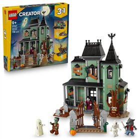 LEGO Creator 3-en-1 Le Manoir Hanté - Jouet Maison se Transformant en Set de Bateau ou de Train Hanté - Inclut 5 Minifigurines -