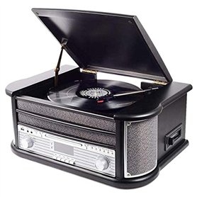 Denver Lecteur de disques vinyles MRD-51BLACK. Radio numérique Dab et FM. Lecteur CD et Cassette. Haut-parleurs 5W. Fonction d'e