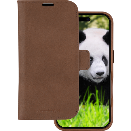 Folio Coque Magnétique MagSafe iPhone 16 Lynge Cuir Fonction Stand Marron Foncé DBramante1928