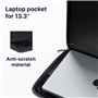 QUALO Petit Sacoche pour Ordinateur Portable 13,3" Femme Homme Élégant Noir QPL-SU-01