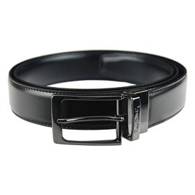 Pierre Cardin Ceinture pour homme 100% cuir naturel Boucle classique Minimaliste Elégant Stylé Couleur Double Noir Taille 125