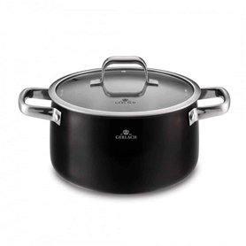 Gerlach 1760 Faitout Ø24 cm 5 l En Acier Inoxydable Couvercle En Verre Tous Feux Dont Induction Noir Prime