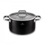Gerlach 1760 Faitout Ø24 cm 5 l En Acier Inoxydable Couvercle En Verre Tous Feux Dont Induction Noir Prime