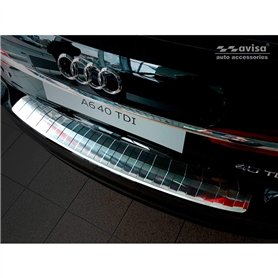 Avisa Protection de seuil arrière inox compatible avec Audi A6 (C8) Avant 2018- 'Ribs'