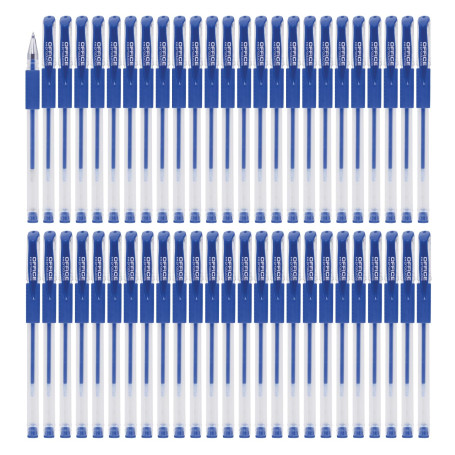OFFICER PRODUCTS Lot de 50 stylos à bille gel - Couleur : bleu - Diamètre de la boule : 0