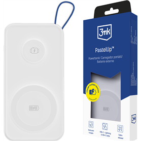 Powerbank Pastel Up 10000mAh 2 ports USB A+C 22.5W Blanc 3MK