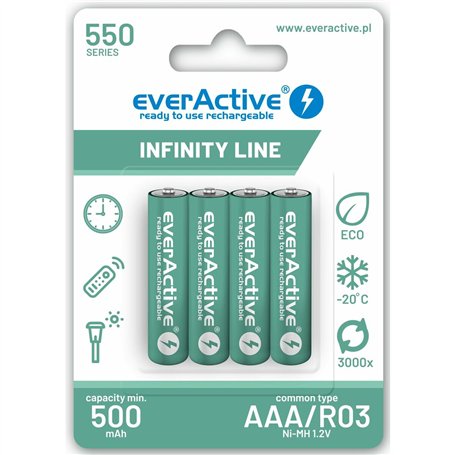Piles Rechargeables EverActive EVHRL03-550 1