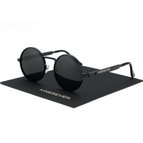KINGSEVEN Lunettes de soleil polarisées rondes pour homme et femme au style rétro I John Lennon Steampunk Lunettes avec monture