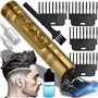 Retoo Tondeuse cheveux et barbe en acier doré avec jeu de douilles (1