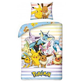 Pokemon Pikachu et amis POK 9820 Parure de lit avec housse de couette 135 x 200 cm et taie d'oreiller 80 x 80 cm Certifié Öko-Te