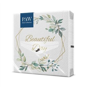 PAW - Serviette Papier 3 Plis (33 x 33 cm) I Lot de 20 I L'Élégance Sous Forme D'Ornements Intemporels Parfaites Pour les Mariag