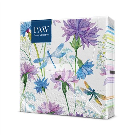 PAW - Serviette Papier 3 Plis (33 x 33 cm) I Lot de 20 I Serviette de Table Papier Idéal pour les Journées Portes Ouvertes