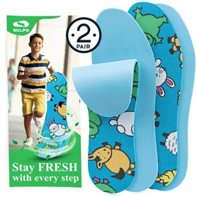 SULPO 2 paires de semelles intérieures pour enfants avec dos en latex et coton - semelles souples pour chaussures scolaires