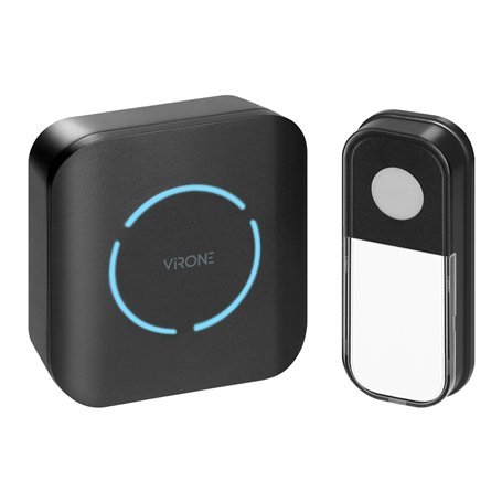 Virone FUDU DC Sonnette sans Fil avec Pile 5 Niveaux de Volume 0-88 DB Portée jusqu'à 180 m 36 Mélodies au Choix Résistance aux