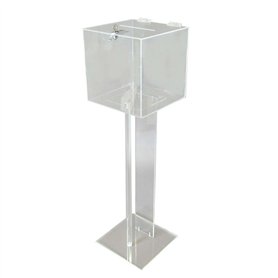 PLEXIROM Boîte à suggestions en acrylique - Boîte de charité - Urne de choix - Emballage snack sur pied et avec serrure et clé