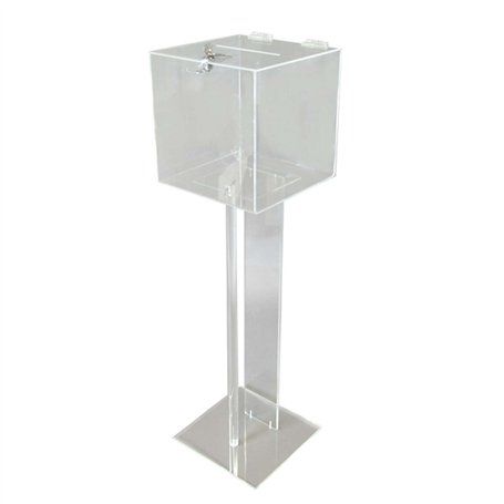 PLEXIROM Boîte à suggestions en acrylique - Boîte de charité - Urne de choix - Emballage snack sur pied et avec serrure et clé