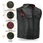 Leatherick Gilet de moto en cuir véritable pour homme de style SOA Groove Club de Gilet de motard noir (FR/ES, Numérique, 48, Ta