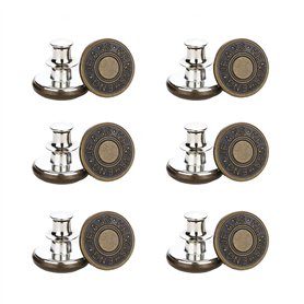 12 Piecès Bouton de Jeans 17mm Détachable Métal DIY Rétractable Réglable pour Réparation de Pantalons
